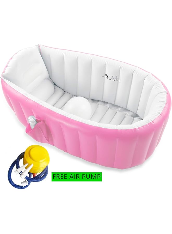 إيروريكس حوض استحمام قابل للنفخ للأطفال الرضع والأطفال الصغار، حوض استحمام محمول غير قابل للانزلاق، حوض استحمام صغير للسفر - Image 5