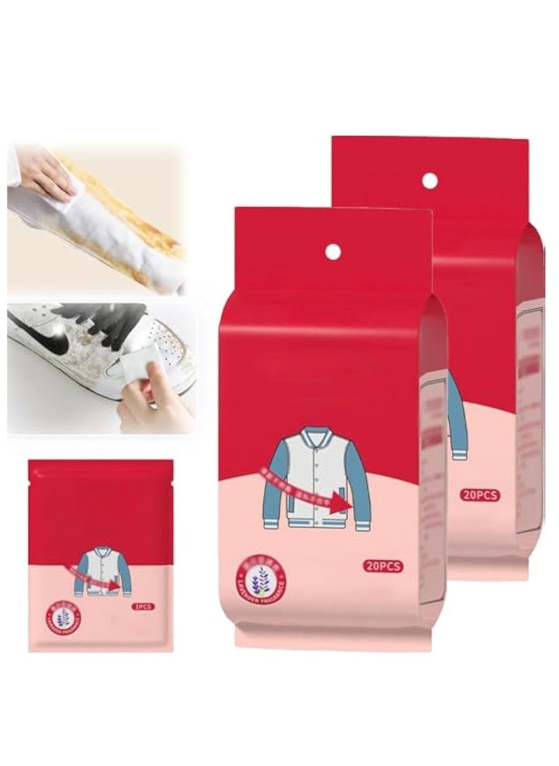 KASTWAVE 40PCS Clothes Stain Remover Wipes, Stain Remover for Clothes, Individually Packaged, Disposable Clothes Stain Remover Wipe, Personal Wrap Wipes Stain Remover, Clothes Oil Remover, Travel & Pocket Size  - Image 1