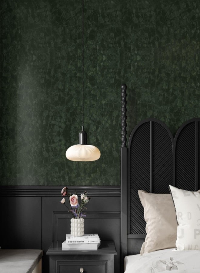 Abyssaly Dark Green Peel and Stick Wallpaper, Modern Textured Contact Paper, Embossed Self Adhesive Removable Waterproof Wall Paper Vinyl Roll for Cabinet Bedroom Shelf Liner Decor 15.7" X 118" - Image 2