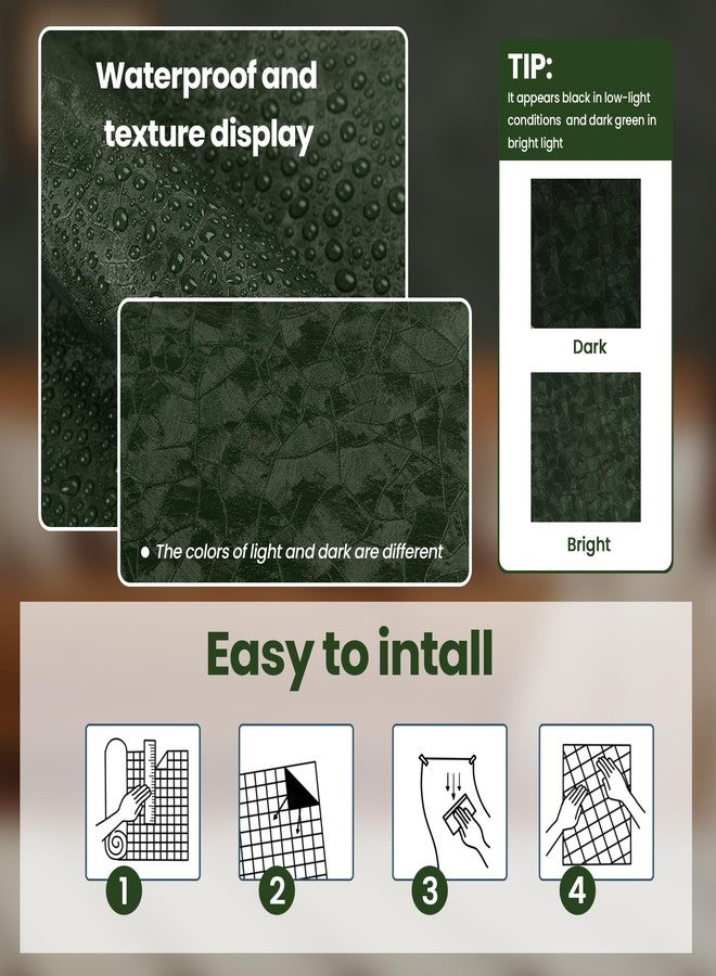 Abyssaly Dark Green Peel and Stick Wallpaper, Modern Textured Contact Paper, Embossed Self Adhesive Removable Waterproof Wall Paper Vinyl Roll for Cabinet Bedroom Shelf Liner Decor 15.7" X 118" - Image 3