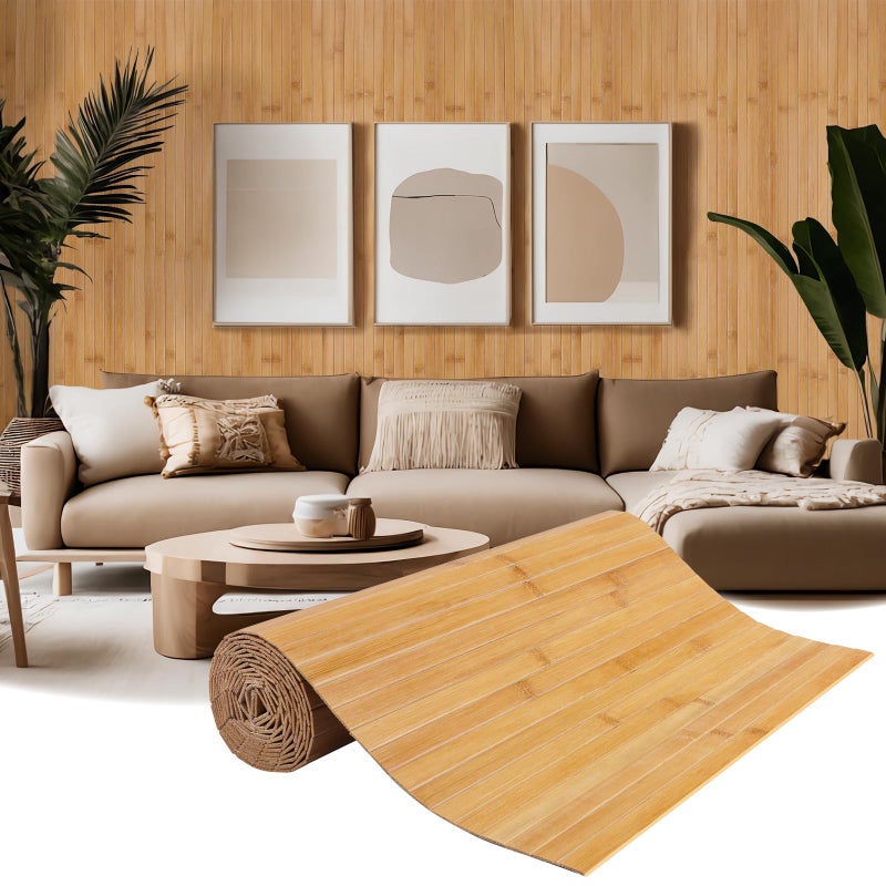 EYAYEN Natural Bamboo Wall Panel for Interior Wall Decor Pole Wrap Wainscoting Interior Wall Cladding Panel for Kitchen Island Bedroom Living Room OfficeDecor12 H x 96 L LightCarbonized - Image 2