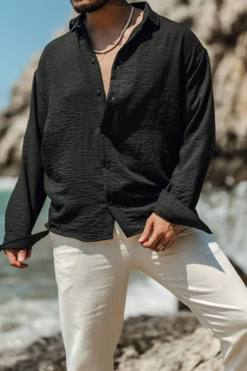 Cool Tarz Cool Style Men's Long Sleeve Shirt Collar Linen Oversize Shirt