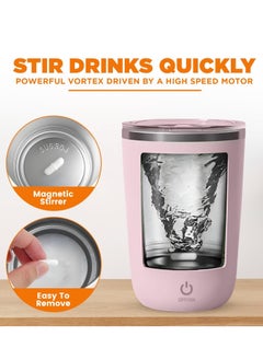 Gravit Automatic Stirring Mug 350ml - Rechargeable Electric Mixing Cup for Coffee, Milk, Cocoa - Stainless Steel Self-Stirring Cup - Anti-Rust Rotating Cup, Ideal for Home, Office, and Travel (Pink)  - Image 3