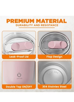 Gravit Automatic Stirring Mug 350ml - Rechargeable Electric Mixing Cup for Coffee, Milk, Cocoa - Stainless Steel Self-Stirring Cup - Anti-Rust Rotating Cup, Ideal for Home, Office, and Travel (Pink)  - Image 2