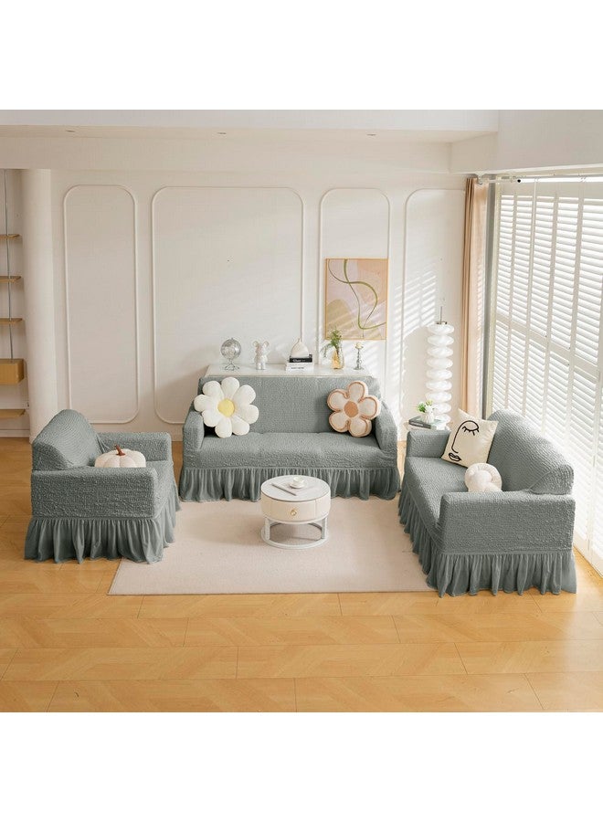 هاوس أوف كويرك غطاء أريكة بنمط إيطالي عالمي - غطاء أريكة قابل للتمدد بتصميم أنيق، نسيج بوليستر ناعم - ملائم للشكل، واقي قابل للغسل للحيوانات الأليفة والأطفال والانسكابات (مقعدين، رمادي) - Image 5