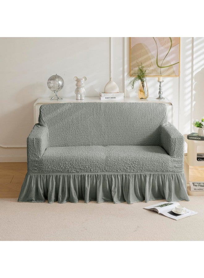 هاوس أوف كويرك غطاء أريكة بنمط إيطالي عالمي - غطاء أريكة قابل للتمدد بتصميم أنيق، نسيج بوليستر ناعم - ملائم للشكل، واقي قابل للغسل للحيوانات الأليفة والأطفال والانسكابات (مقعدين، رمادي) - Image 1