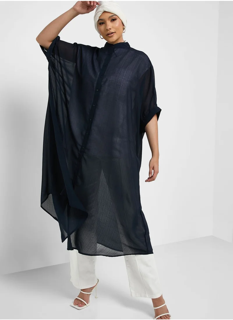 Khizana Longline Button Down Tunic Dress