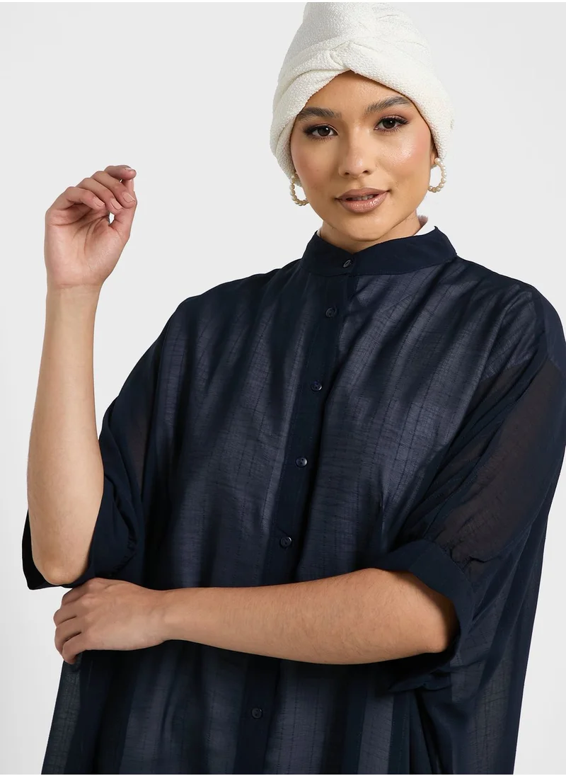 Khizana Longline Button Down Tunic Dress
