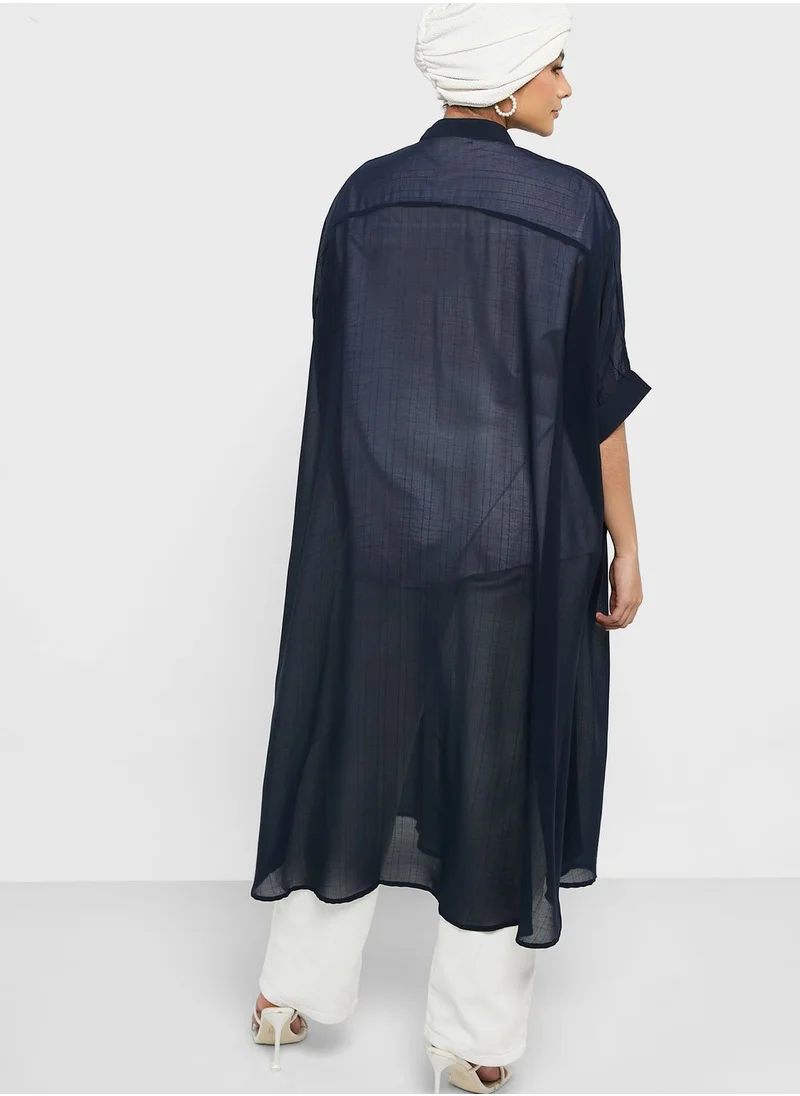 Khizana Longline Button Down Tunic Dress