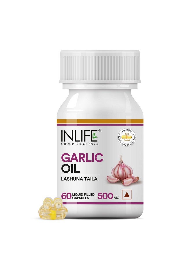 INLIFE Natural Garlic Oil Capsules for Heart Health and Immune Support for Men and Women - 60 Liquid Filled Capsules (Pack of 1) - Image 1