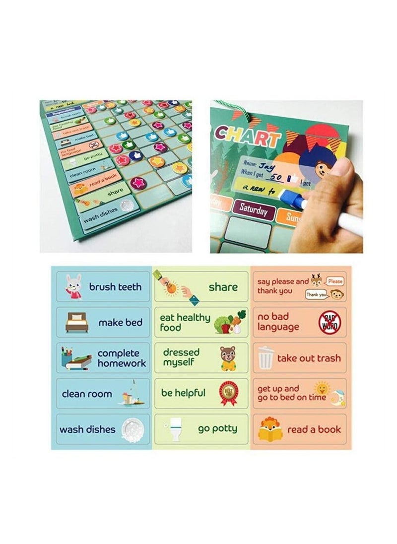 Generic - 158 Pcs Chore Chart Behavior Chart, Responsibility Chart, Magnetic Reward Chart, Star Dry Erase Reward Chart -Toddler Chores Chart - Daily Responsibility Board Chore Chart - Image 1
