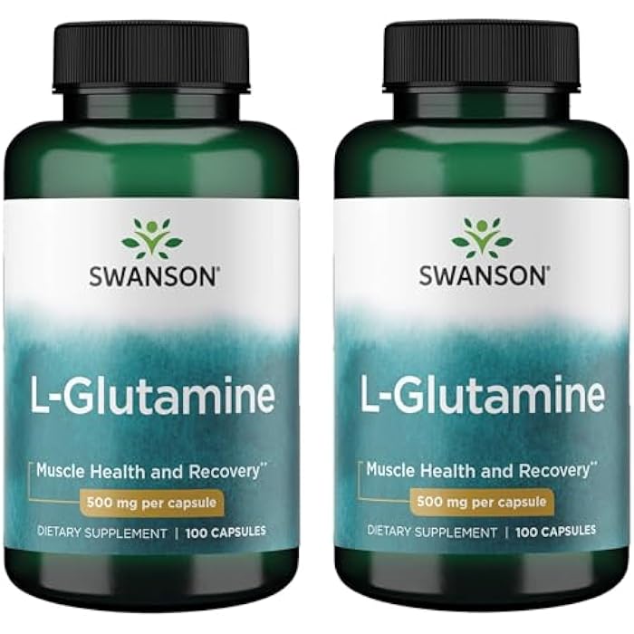 Swanson Amino Acid L-Glutamine 500 Milligrams 100 Capsules (2 Pack)