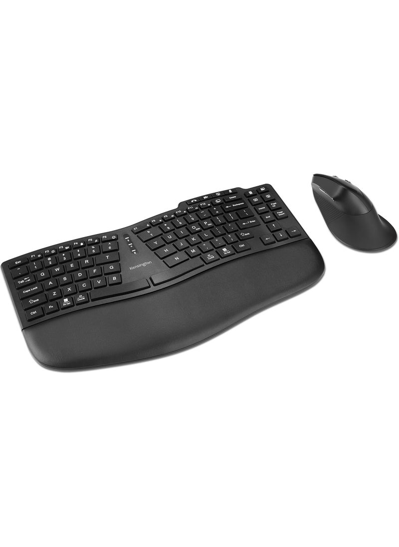 Kensington Kensington Pro Fit Ergo KM675 EQ Wireless Keyboard and Mouse TKL Keyboard Rechargeable Split Keyboard Ergonomic Bluetooth  24GHz up to 3 Device Connection Programmable Keys Black K75492US  - Image 1