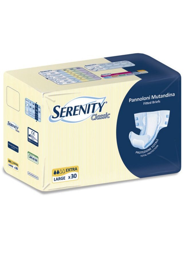 SERENITY Adult Diapers Classic Fitted Briefs Large-30's - Image 1