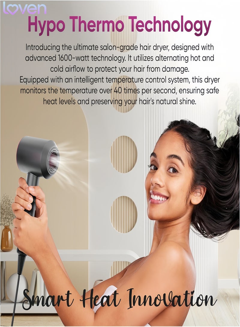 loven 1600W Super Hair Dryer with Powerful Digital Motor for Fast Drying - Image 2