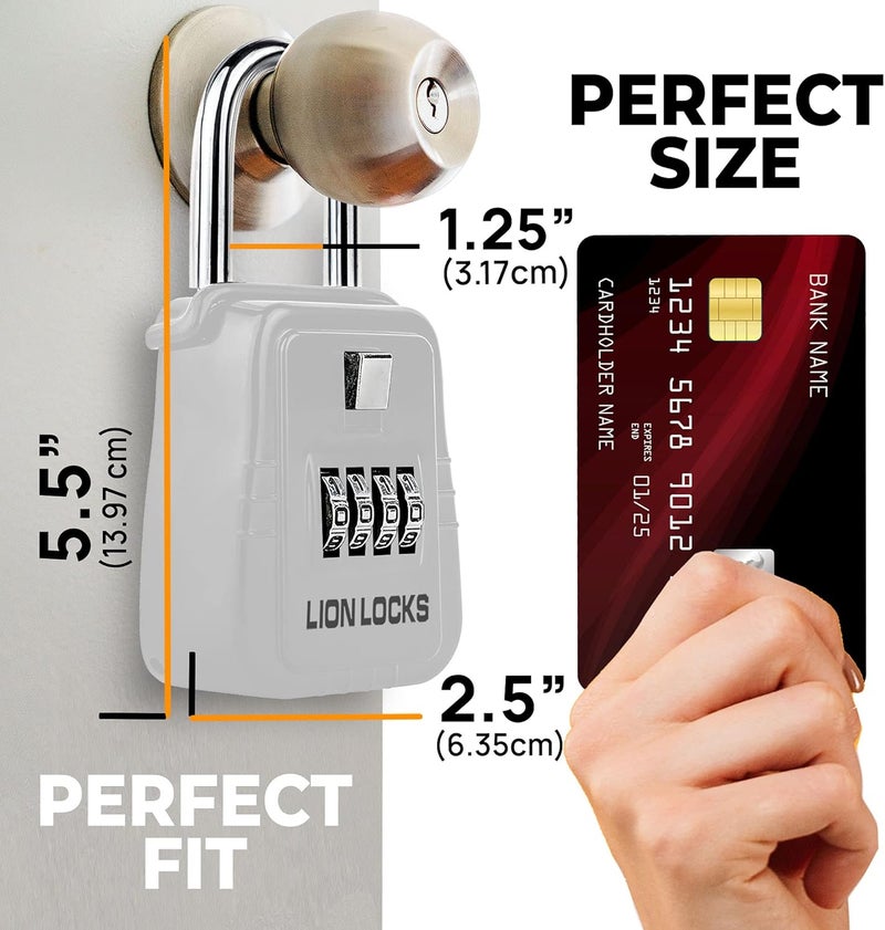 Lion Locks 1500 Key Lock Box with Code, Lockbox for Keys Outdoor, Realtor Lock Box for Short-Term Rentals, Holds 5 Keys (6 Pack, White) - Image 2