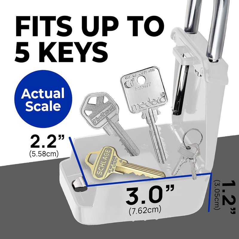Lion Locks 1500 Key Lock Box with Code, Lockbox for Keys Outdoor, Realtor Lock Box for Short-Term Rentals, Holds 5 Keys (6 Pack, White) - Image 4