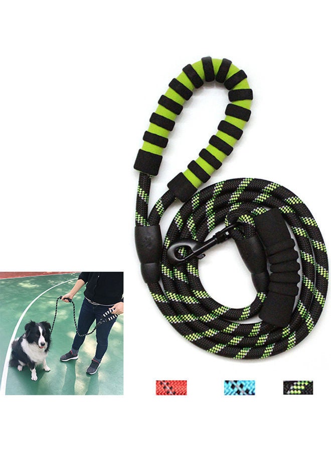 NIBEMINENT Dog Leash Double Handled Reflective Rope Green/Black - Image 1
