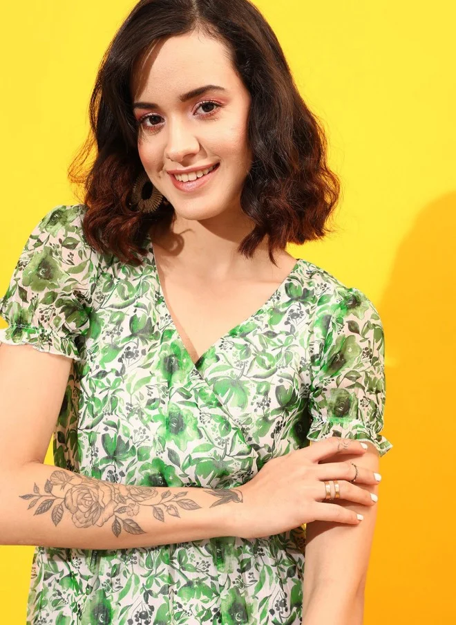 STREET 9 Floral Chiffon A-Line Midi Dress for Women