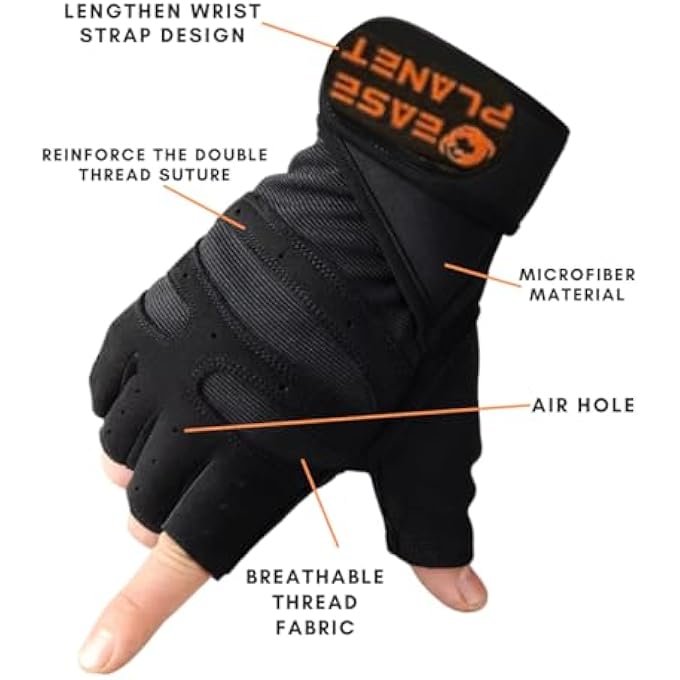 EP Gym Gloves For Workout, Weight Lifting, Training & Fitness – Breathable, Non-Slip, Wrist Support Exercise Gloves For Men & Women - Image 3