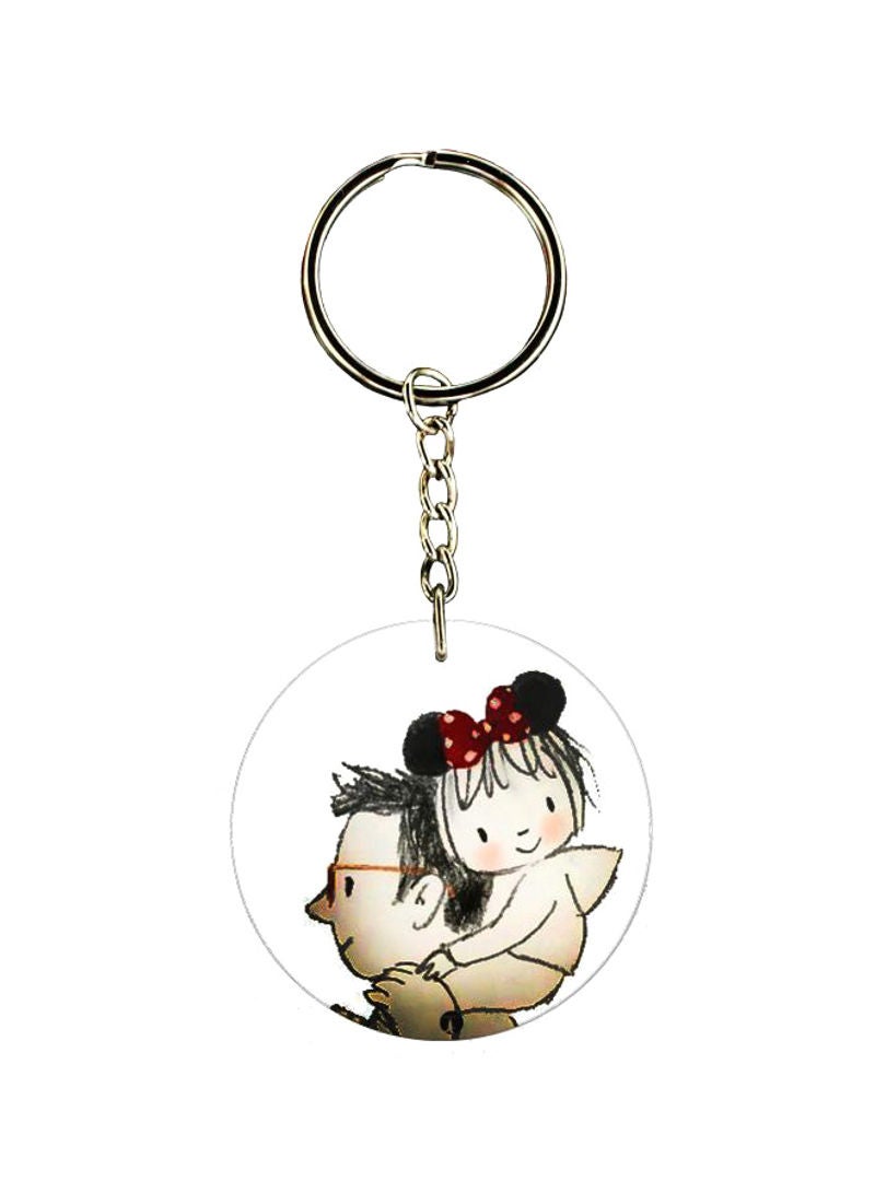 Double Sided Father Child Printed Keychain