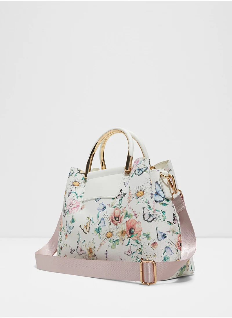 الدو Top Handle Floral Printed Zip Through Satchels