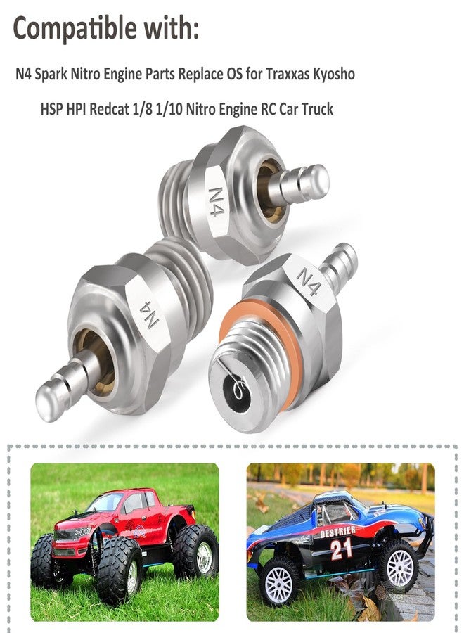 Shaluoman شمعات إشعال Shaluoman N4 Hot Glow Plug لسيارات Traxas T-maxx Kyosho HSP1 HPI Redcat 1/8 1/10 RC، ملحقات سيارات الشاحنات والعربات، قطع غيار محركات نيترو قوية 70117، عبوة من 5 قطع - Image 2