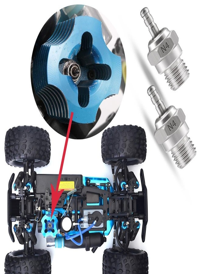 Shaluoman شمعات إشعال Shaluoman N4 Hot Glow Plug لسيارات Traxas T-maxx Kyosho HSP1 HPI Redcat 1/8 1/10 RC، ملحقات سيارات الشاحنات والعربات، قطع غيار محركات نيترو قوية 70117، عبوة من 5 قطع - Image 3