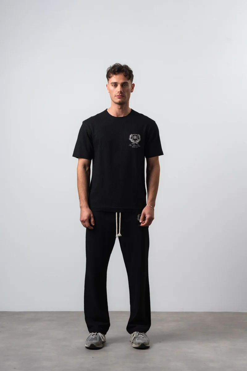 ريسباير طقم تيشيرت وبنطال رجالي من FFB Dirty Stitch، أسود
