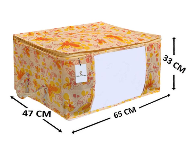 Kuber Industries Flower Print Underbed Storage Bag Storage Organiser Blanket Cover Set of 6 Red Extra Large SizeCTKTC014179 - Image 3