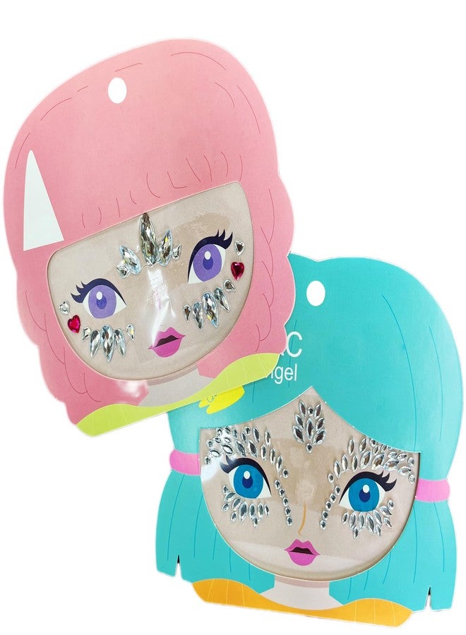 Leoars Mermaid Face Gems,Rhinestone Angel Face Bindi Decorations Jewels Face Glitter Crystal Sticker for Kids,2-Pack - Image 1
