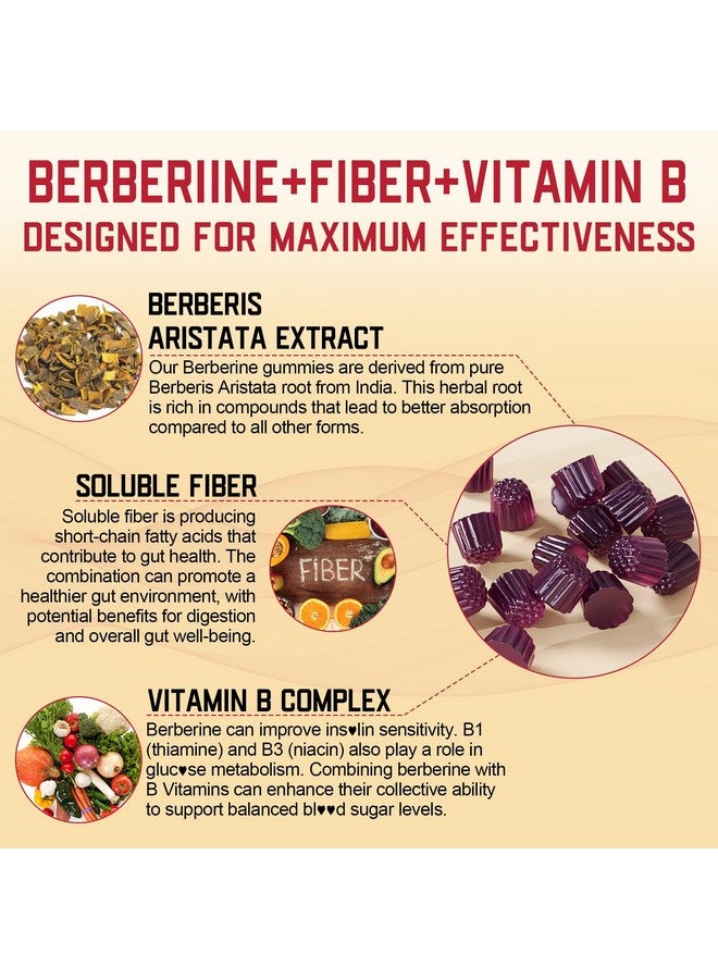 EnvyCure Berberine Supplement 1500mg with Soluble Fiber, B1, B3 & B6, Sugar Free Berberine HCL Gummies, High Bioavailability AMPK Activitor for Metabolism Balanced, Daily Digestive & Body Management, 60 Cts - Image 4