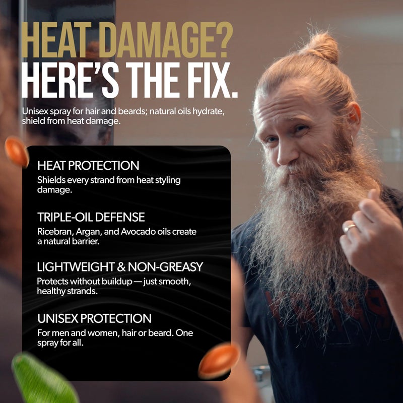 The Beard Struggle Beard & Hair Heat Protectant Spray - Viking Shield Beard Spray for Men, Protects Hair from Heat Damage of Straightener and Styling - Argan Oil Thermal Protector Spray - Protect Up To 450Âº F - 4 Fl Oz - Image 4