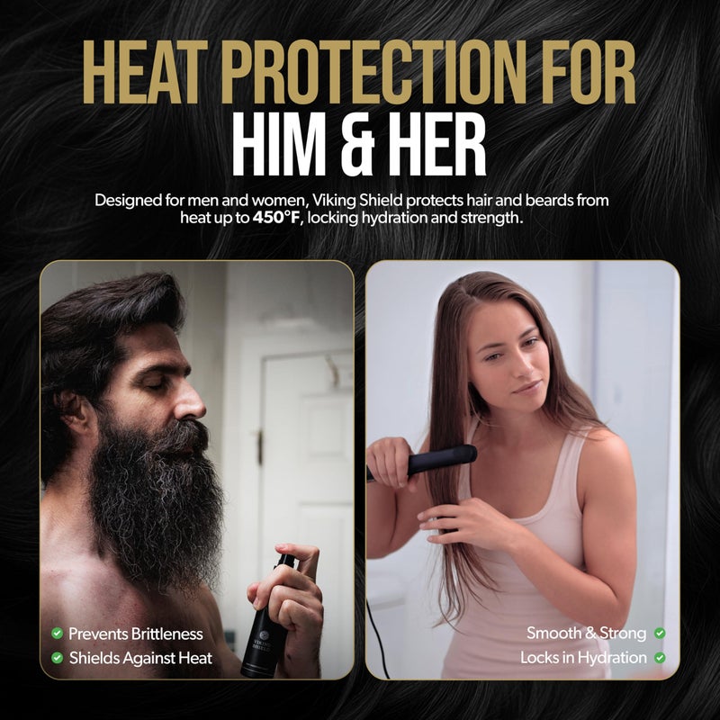 The Beard Struggle Beard & Hair Heat Protectant Spray - Viking Shield Beard Spray for Men, Protects Hair from Heat Damage of Straightener and Styling - Argan Oil Thermal Protector Spray - Protect Up To 450Âº F - 4 Fl Oz - Image 3