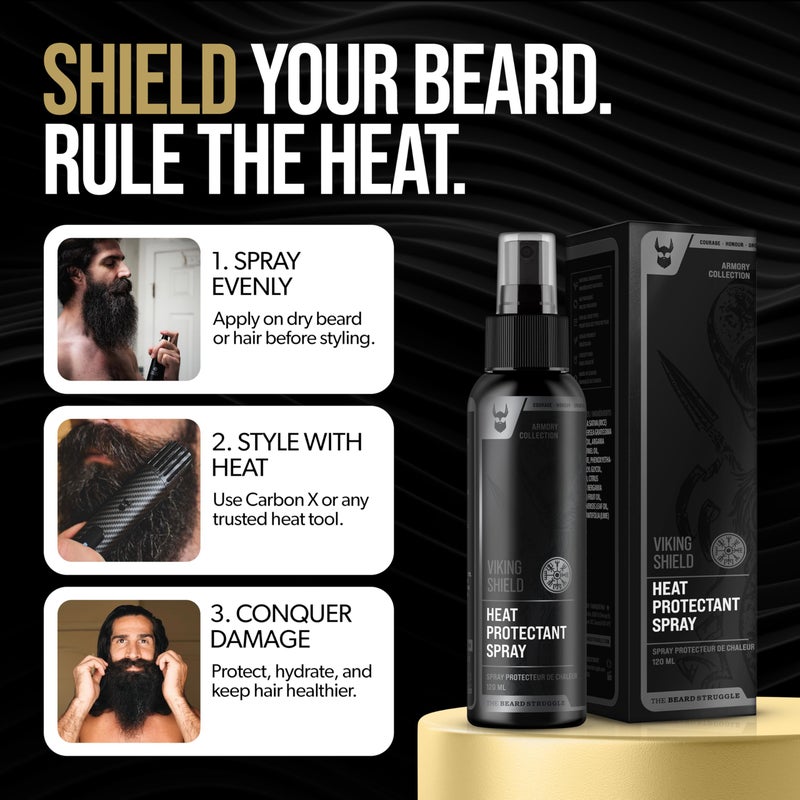 The Beard Struggle Beard & Hair Heat Protectant Spray - Viking Shield Beard Spray for Men, Protects Hair from Heat Damage of Straightener and Styling - Argan Oil Thermal Protector Spray - Protect Up To 450Âº F - 4 Fl Oz - Image 2