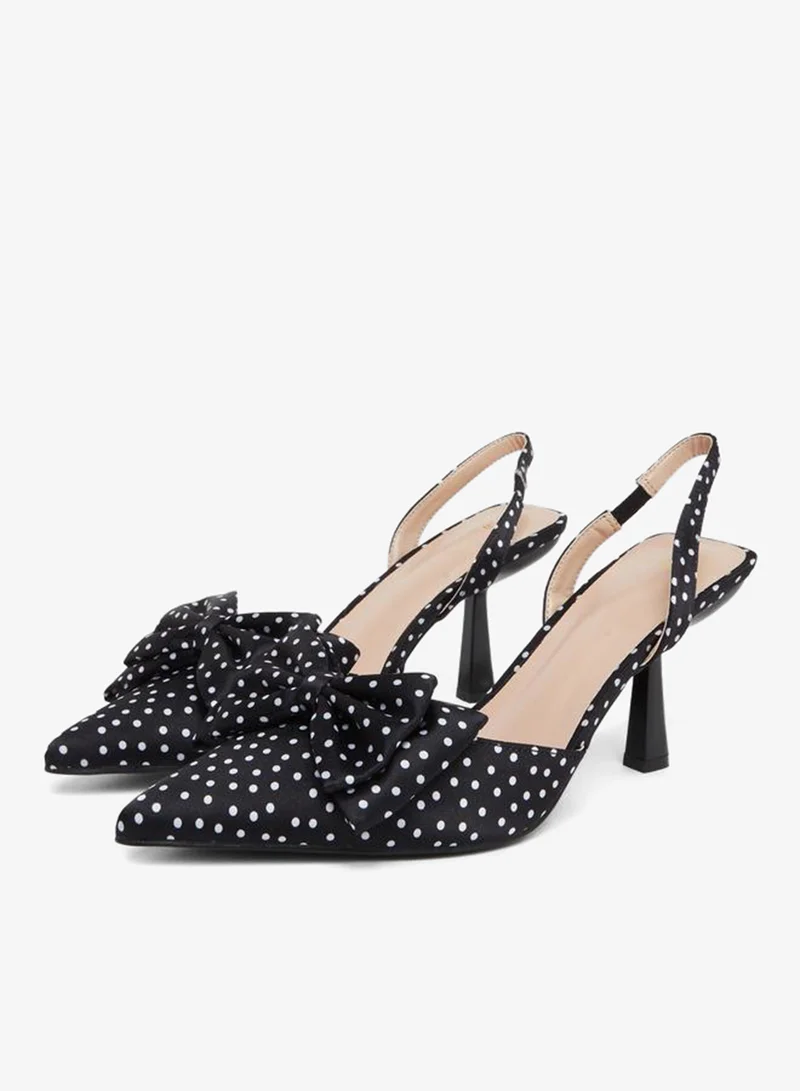Styli Black Polka Dot Bow Slingback Shoes
