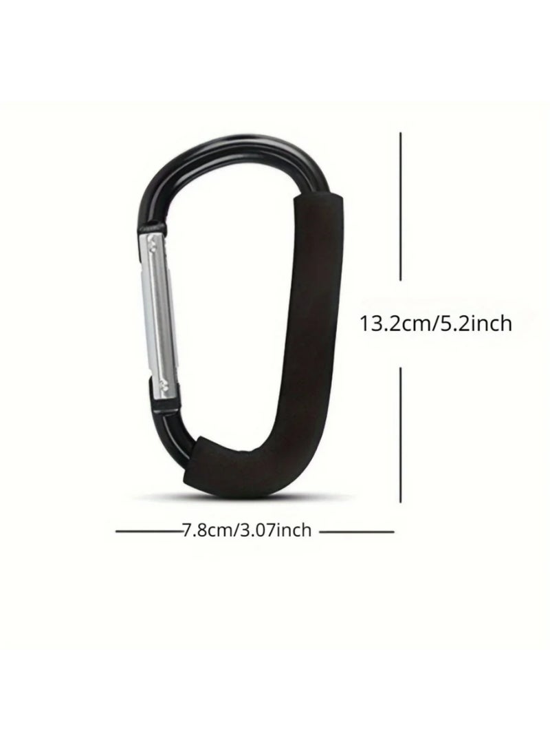 1pcs Outdoor Climbing Buckle Sponge Handle Baby Stroller Hook Aluminum Alloy D-type Spring Buckle Portable Shopping Bag Handle Buckle - Image 2