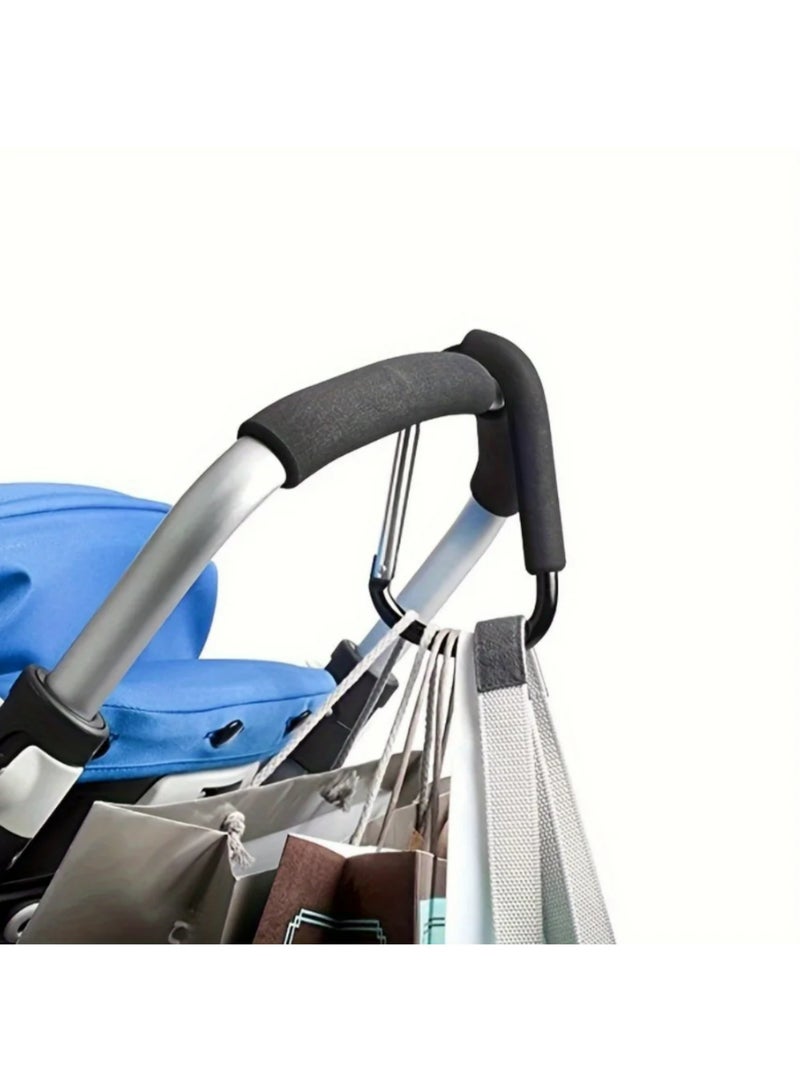 1pcs Outdoor Climbing Buckle Sponge Handle Baby Stroller Hook Aluminum Alloy D-type Spring Buckle Portable Shopping Bag Handle Buckle - Image 5