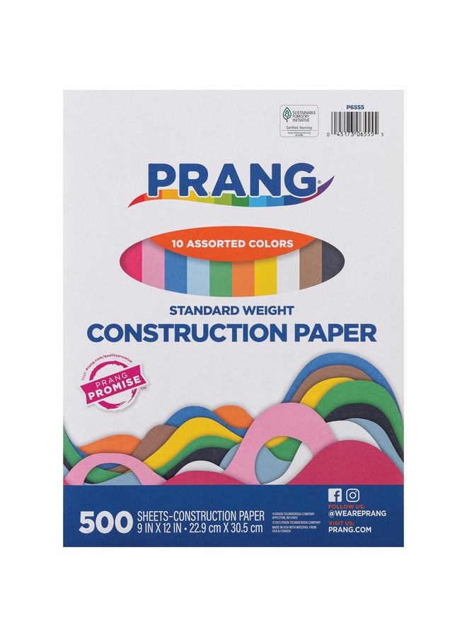 Prang (Formerly Art Street) Construction Paper 10 Assorted Colors Standard Weight 9" X 12" 500 Sheets - Image 1