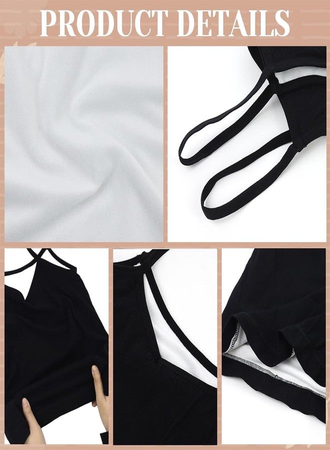 PALAY® Thermal Wear for Women Set V Neck Fleece Lined Thermal Top Winter Inner Wear Slim Fit Cotton Warmer Underwear Tops Camisole Thermals Comfy Stretchy Base Layer Vest Thermal for Women - Black - Image 3