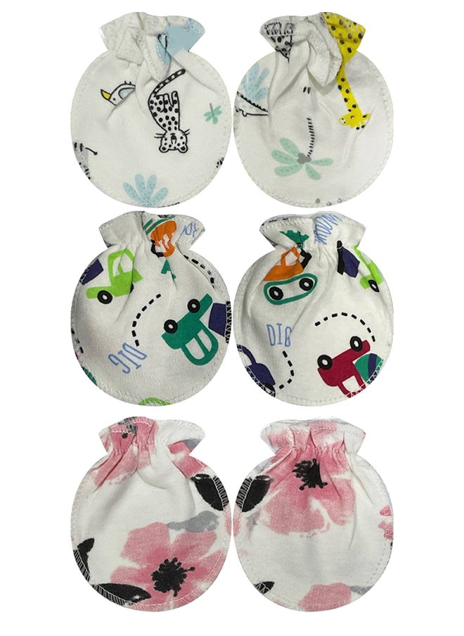 MARGOUN 3 Packs Newborn Baby Mittens Anti Scratch Baby Mittens No Scratch Mittens Baby Gloves for 0-6 Months Boys Girls Multicolour  - Image 2