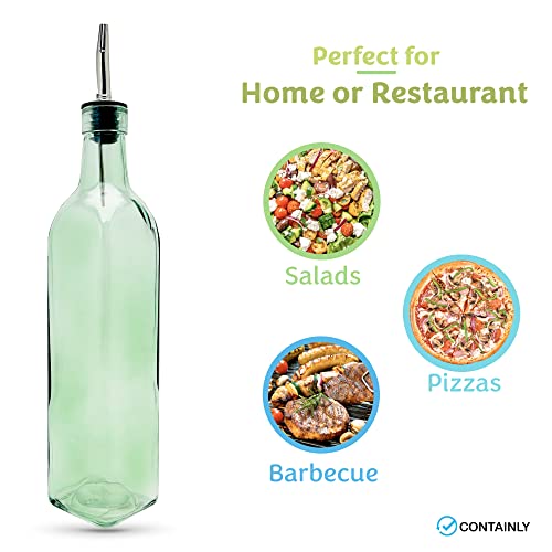 Containly 16oz Glass Olive Oil/Vinegar Bottle for Kitchen, Olive Oil Dispenser With Stainless Steel Spout for Easy Pouring (16 oz) - Image 3