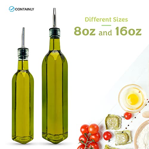 Containly 16oz Glass Olive Oil/Vinegar Bottle for Kitchen, Olive Oil Dispenser With Stainless Steel Spout for Easy Pouring (16 oz) - Image 5