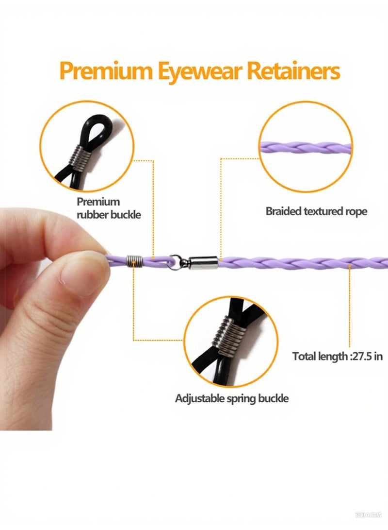 6 Pcs Premium Suede and Leather Twist Eyeglass Strap Glasses Holder Chains Multicolor Eyewear Retainer for Women Men and Kid Daily Wear Sports Outdoor Activities Travel Office Casual Use Secure Glasses in Place Prevent Loss - Image 4