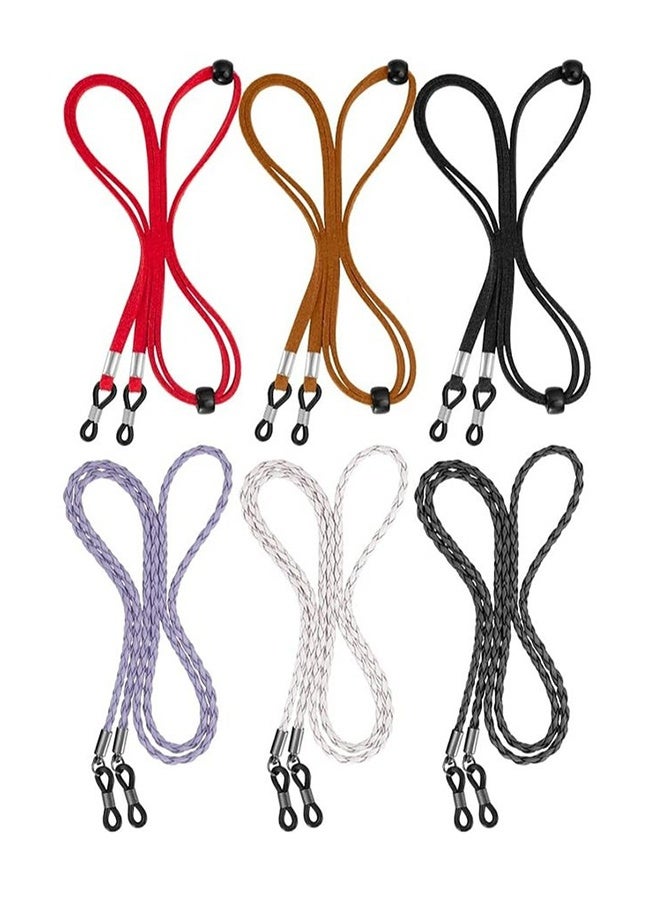 6 Pcs Premium Suede and Leather Twist Eyeglass Strap Glasses Holder Chains Multicolor Eyewear Retainer for Women Men and Kid Daily Wear Sports Outdoor Activities Travel Office Casual Use Secure Glasses in Place Prevent Loss - Image 2