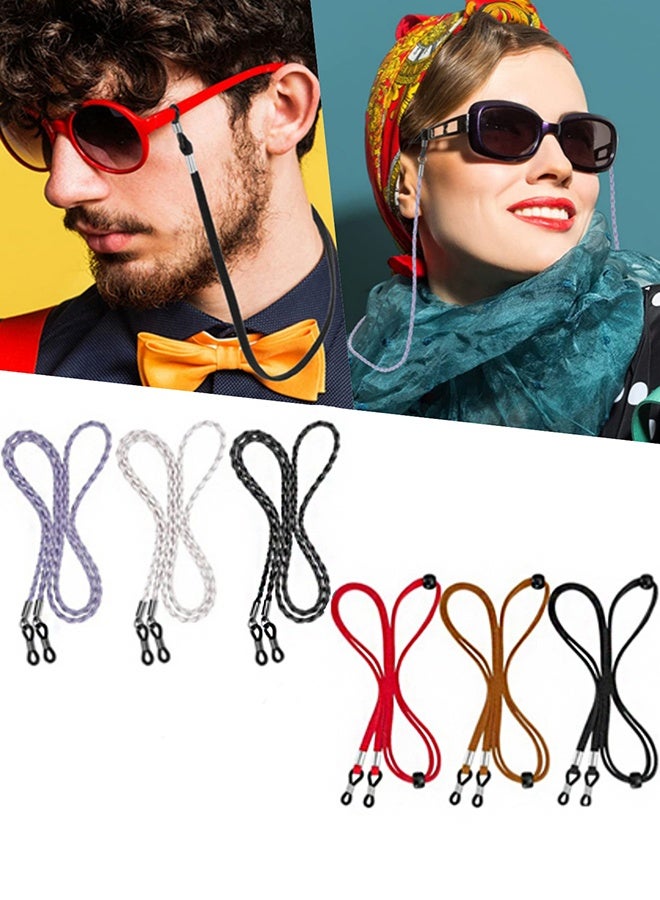 6 Pcs Premium Suede and Leather Twist Eyeglass Strap Glasses Holder Chains Multicolor Eyewear Retainer for Women Men and Kid Daily Wear Sports Outdoor Activities Travel Office Casual Use Secure Glasses in Place Prevent Loss - Image 1