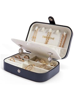CloverIsland Dishaur Light Blue Small Travel Jewellery Box With Compartments, PU Leather Portable Jewellery Case, 2 Layers Jewellery Organizer Storage Holder Box for Girls Women Rings Earrings Necklaces Bracelets  - Image 1