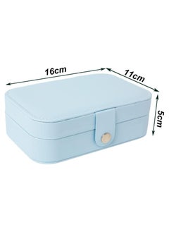 CloverIsland Dishaur Light Blue Small Travel Jewellery Box With Compartments, PU Leather Portable Jewellery Case, 2 Layers Jewellery Organizer Storage Holder Box for Girls Women Rings Earrings Necklaces Bracelets  - Image 2