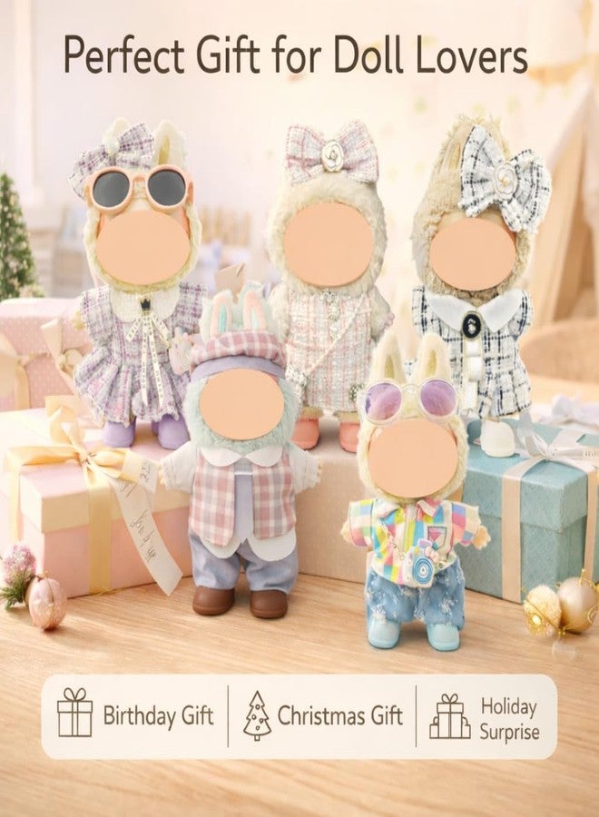 Ezcora 5-Pack Doll Clothes Set for 15-17cm Dolls, Includes 3 Dress Outfits and 2 Suit Outfits, Perfect for Play and Display, Doll Accessories for Collectors (No Dolls) - Image 4