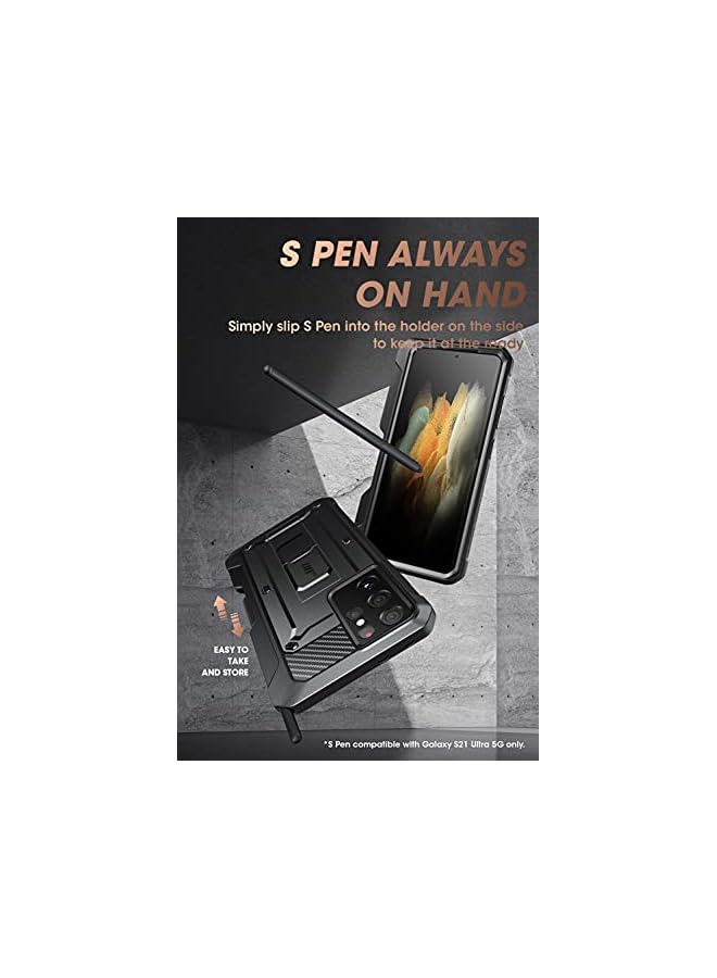 SupCase UB Pro Series Case for Samsung Galaxy S21 Ultra 5G(2021 Release) Without Built-in Screen Protector, Full-Body Dual Layer Rugged Holster & Kickstand Case with S Pen Slot (Black) - Image 4